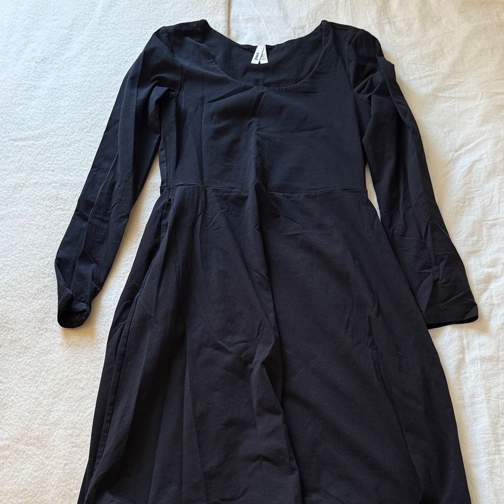 Pact Cotton Black Long Sleeve Dress Medium